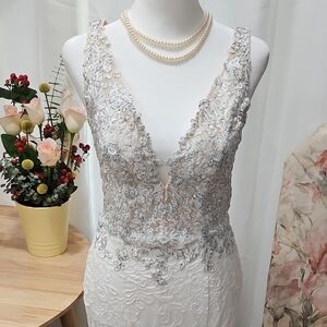 Wedding Or Prom) Elegant Lace White Dress
